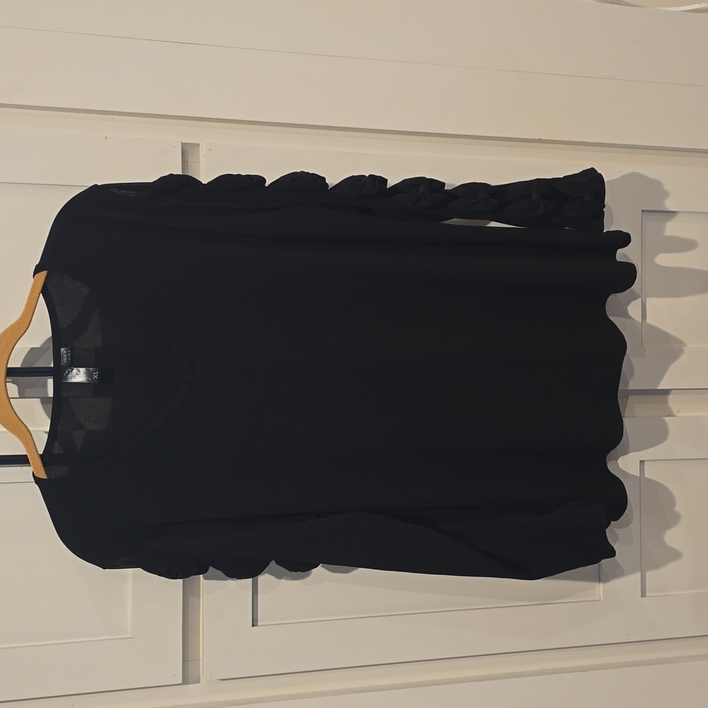 Black Long Sleeve Top with Bow Details